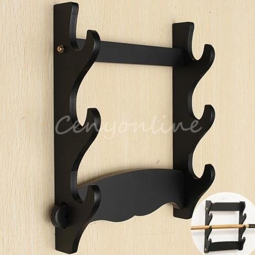 image for HYLong 3 Tier Wall Mount Samurai Sword Katana Holder Stand Hanger Brac
