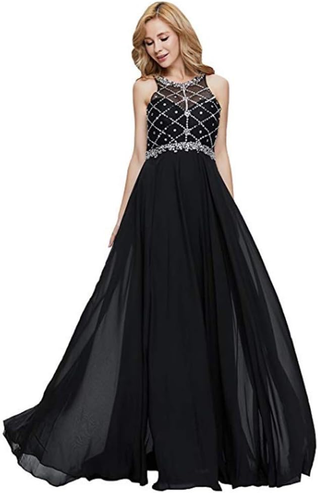Ai Maria Women's Beaded Round Collar A Line Formal Occasion Beaded Long Dress