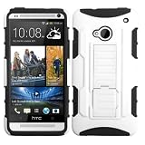 MyBat AHTCONEHPCSAAS902NP Advanced Rugged Armor Hybrid Combo Case with Kickstand for HTC One M7 - Retail Packaging - White/Black Car