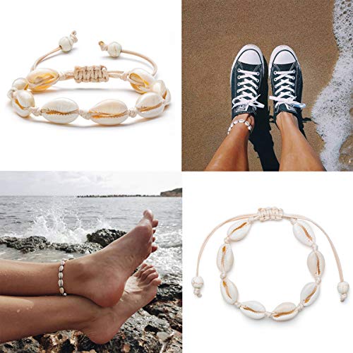 Qceasiy Shell Choker and Anklet for Women Summer Beach Natural Shell Necklace(Begie Set)
