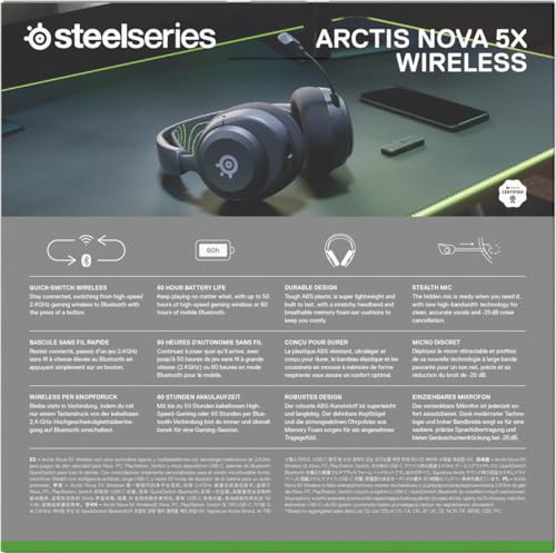 Steelseries Arctis Nova 5X Wireless - Xbox Gaming Headset - 100+ Audio Presets Via App - Neodymium Magnetic Drivers - 60H Battery - 2.4Ghz/Bt - Clearcast Gen2.X Mic - Supports Pc, Ps, Mobile - View 15
