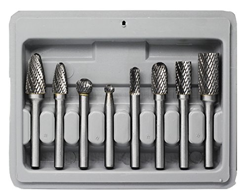 Proburs-8 PCS Double Cut Carbide Rotary Burr Fie Cutter Set With 1/4-Inch Shank For Rotary Drill Die Grinder Metal Carving Cutting Engraving Polishing Bur, Assorted Shape