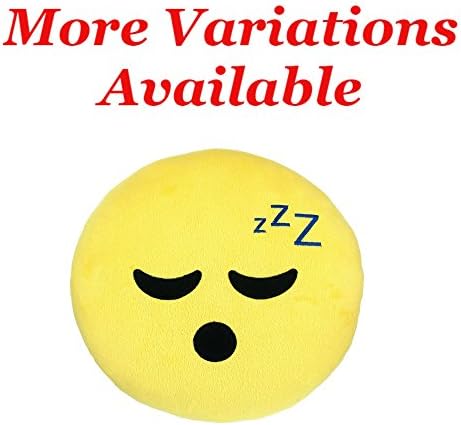 Sleeping Face Emoji Pillow 9” Emoticon Expression | Stuffed Plush Round Cushion for Kids Birthday &amp; Christmas Gifts, Home or Room Decor &amp; Decorative Couch Throw Pillow