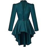 Saniplaycos Women's Steampunk Victorian Jacket Coat Medieval Vintage Gothic Tailcoat Long Sleeve Tuxedo Shirt