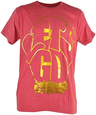 Shannon Cannon Briggs Lets Go Champ Boxer Red Gold Foil Print Tshirt Tee Small