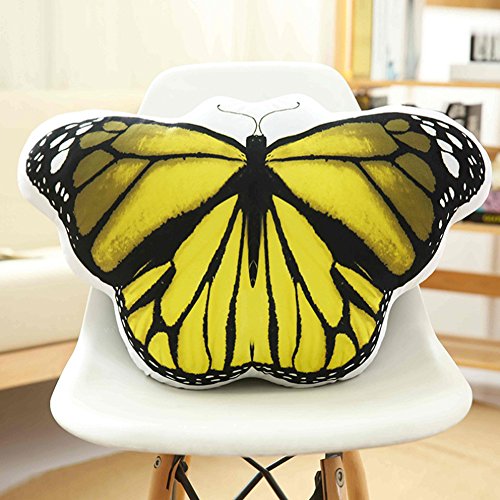 Butterfly Pattern Pillows Plush Toy - Creativity Simulation Chrismas Gift for Girlfriend and Children Yellow 22.8 15.7 inch