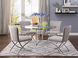 ACME Furniture Dining Table, Chrome and Clear Glass