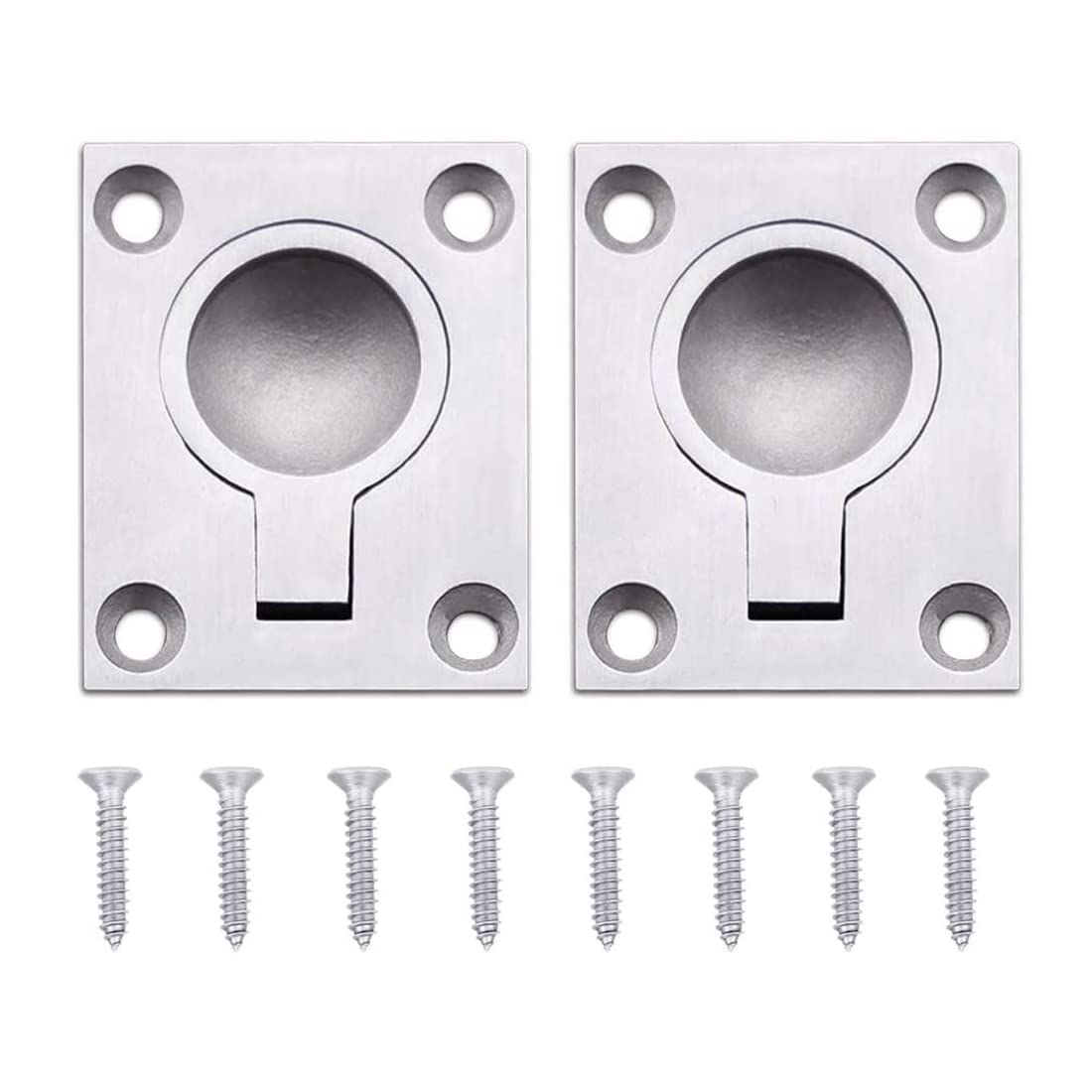 Hsthe Sea Pack of 2 Embedded Pull Ring Handle Hidden Handle of Cabinet Boat Deck Lifting Ring Floor Lifter Stainless Steel Door Knobs Sea Yacht Drawer Door Fittings, 50 x 40 mm