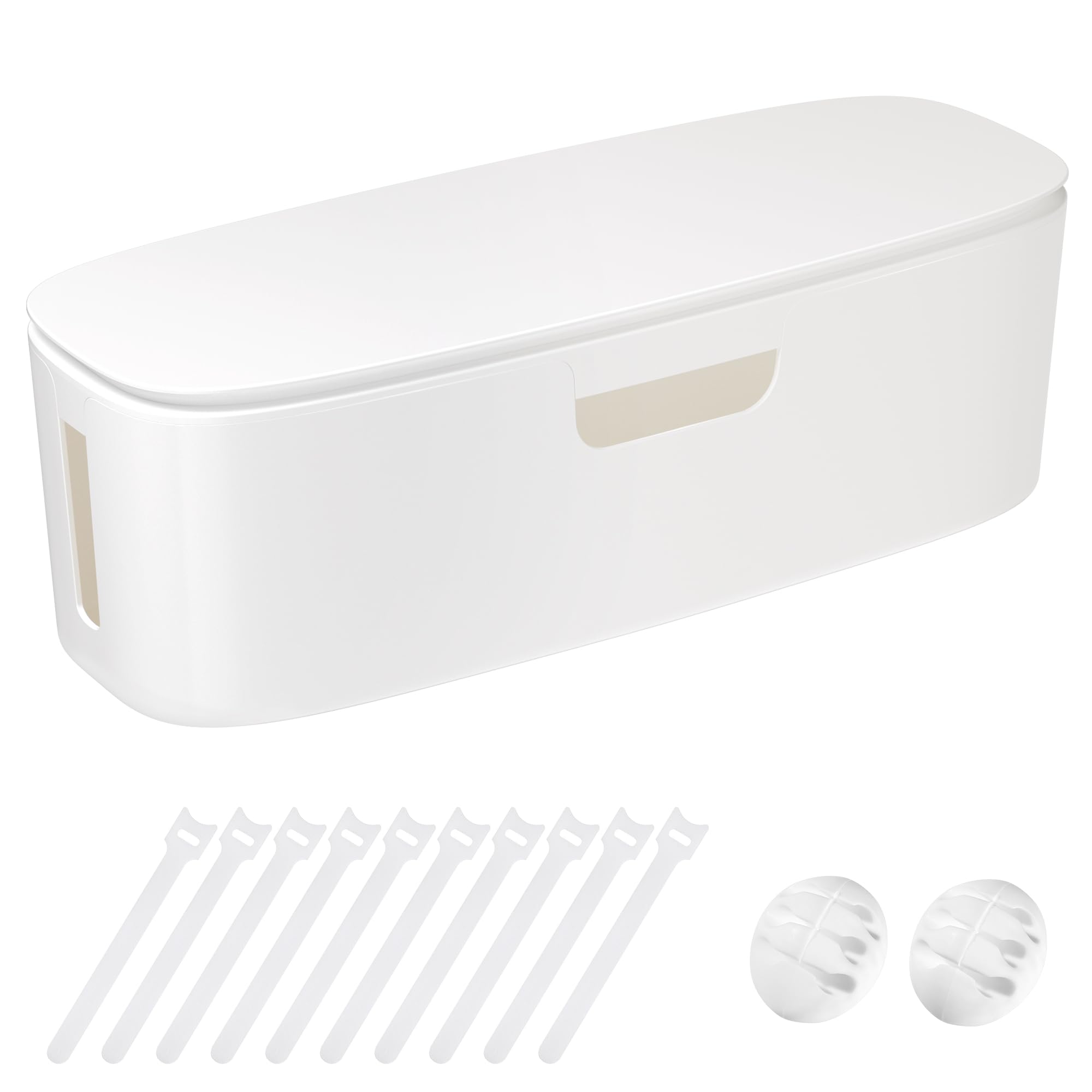 Photo 1 of Cable Management Box - Large Cord Organizer Box to Hide Power Strip & Under Desk, TV Computer Wires Cable Organizer Box with Baby Proofs, Desk Cord Organizer for Home/Office - White