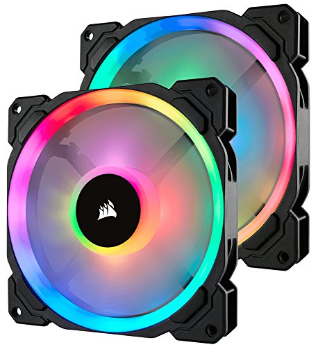 Corsair LL Series LL140 RGB 140mm Dual Light Loop RGB LED PWM Fan 2 Fan Pack with Lighting Node Pro, For Desktop