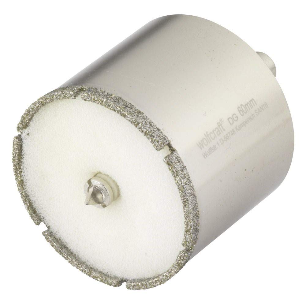 wolfcraft "Ceramic" Diamond Coated Annular Bit, With Centring Drill Bit and Shank I 5940000 I For plumbing and electrical installations in tiles, cutting depth 45 mm