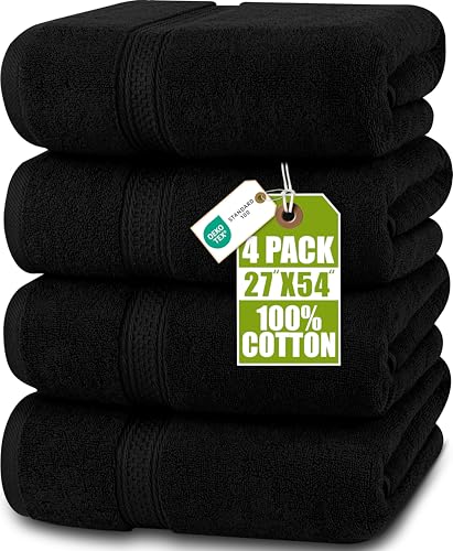 Utopia Towels 4er-Pack Badetücher Set, 69 x 137 cm, Schwarz