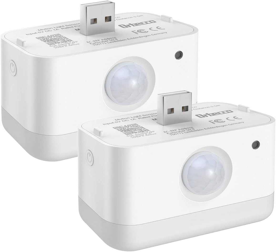 Orbecco Smart PIR Night Light Sensor, RGB Nightlight with Builtin