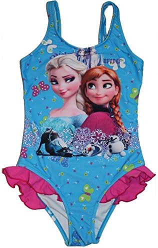 Ella Blu Store Frozen Stripe One Piece Swimsuit (10A, Multi Color)