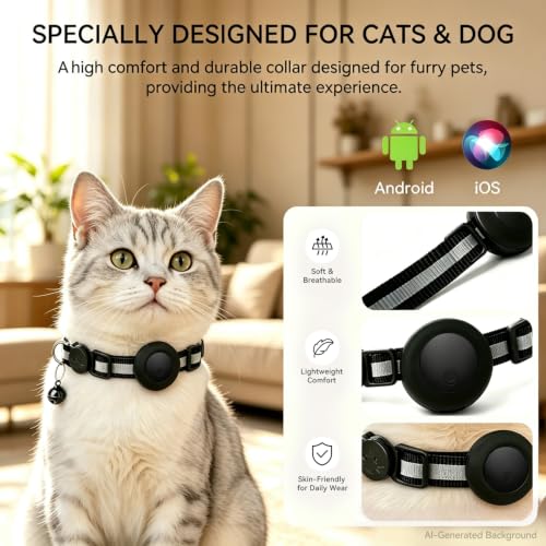 Traceur GPS pour Chat et Chien, Collier GPS Chat Chien sans Abonnement, Collier Localisateur Chien Traceur Compatible iOS et Android avec IP67 Étanche, Pour Chiens et Chats et Autres (noir)