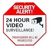 L&C Source Video Surveillance Sign- Reflective Business/Home Security Signs with UV/Waterproof layers and 40mil Thick Rust-free Aluminum Metal 12” X 12” Comes with SCREWS