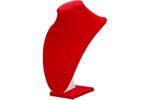 Tofficu Red Velvet Necklace Display Stand for Jewelry Organizing and Showcasing Necklaces with Elegant