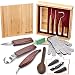 12pcs Wood Carving Tools Set-WAYCOM Hook Carving Knife,Detail Wood Knife,Whittling Knife Cut Resistant Gloves Leather Sheath And Bamboo Gift Box For Spoon,Bowl,Cup Or General Woodwork