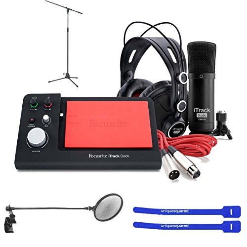 Focusrite iTrack Dock Studio Pack w/ Mic Boom Stand, Pop Filter & Cable Ties
