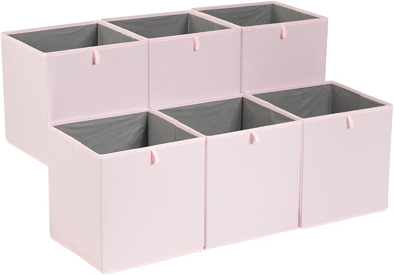 Amazon Basics Collapsible Fabric Storage Cubes Pack of 6 Peony Pink 33 x 38 x