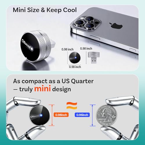 OTTOCAST Mini Tube 2026 Adaptador Inalámbrico para Apple CarPlay y Android Auto, Conexión Automática Plug & Play, WiFi 5 GHz Estable, Compatible con iPhone y Android, Carcasa Premium de Aluminio