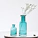 Mkono Blue Flower Vase Decorative Art Glass Home Decor Set of 2, Blue