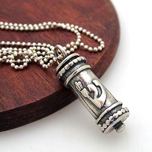 Jewish Necklace - Judaica Protective Jewelry - Sterling Silver Mezuzah Pendant - Kabbalah Jewelry - Evil Eye Protection Necklace