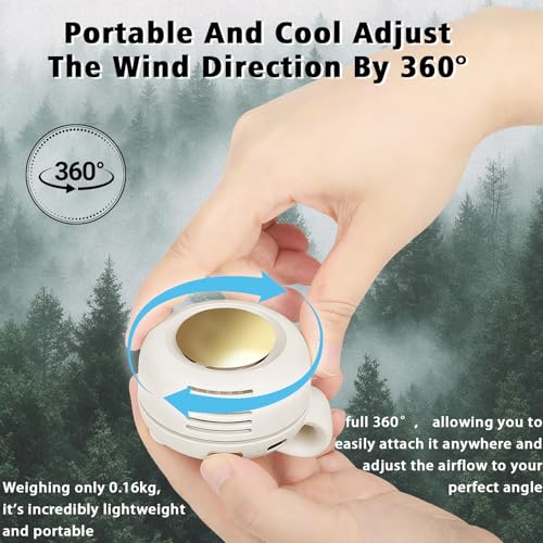 Ahuccf Portable Clip-On Fan, Mini USB Rechargeable 360° Rotatable Fan, Personal Fan 3-Speed Silent Mini Bladeless Fans (White)