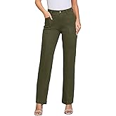 Rasutina Women Stretchy Chino Pants High Waisted Cargo Pants Women's Casual Straight Leg Pants Fall Cotton Trousers