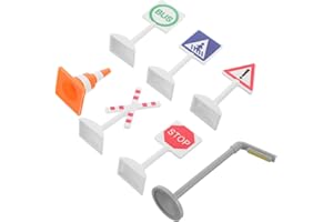 VOSAREA 7pcs Traffic Signs for Train Track Accessories Educational Road and Street Signs for Preschool Safe