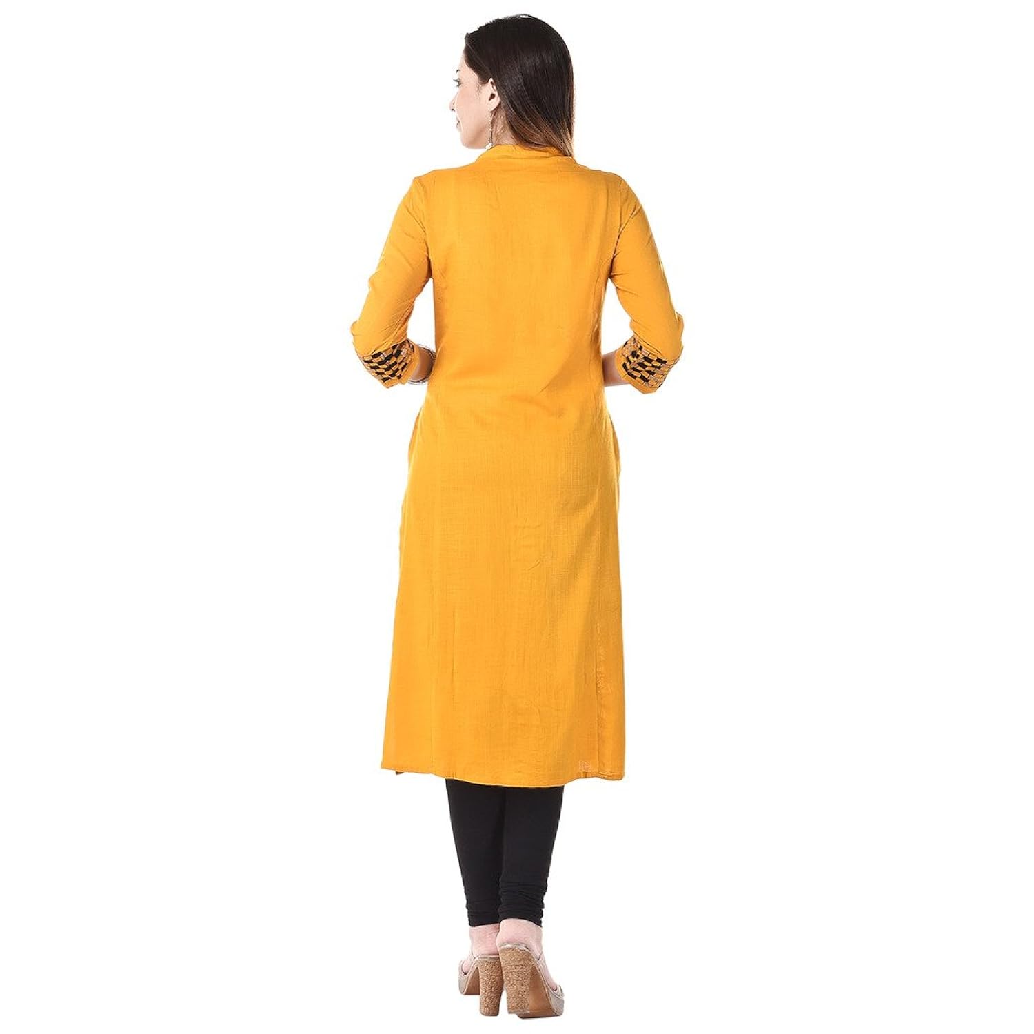 vaachi women's cotton embroidered kurti (vc022yellow_p)