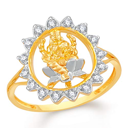 VK Jewels Star Shaped Stone Studded Lakshmi Devi CZ Alloy American Diamond Ring for Girls & Women [VKFR2981G]
