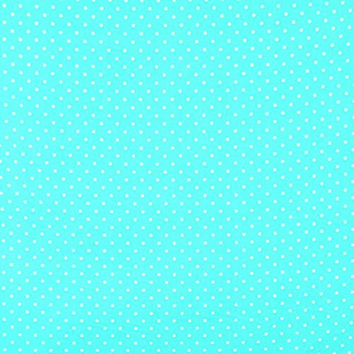 Quilting Patchwork Craft Lightweight Poplin Cotton Fabric Polka Dots Pattern in Turquoise by Fabric Freedom Top Quality 100% Cotton British Design for Sewing, Quilting & Patchwork Projects-Lovely Quilt Print for Bedding Curtains Furnishing Clothing Width 45" (114) cm – Priced by Quarter Metre.