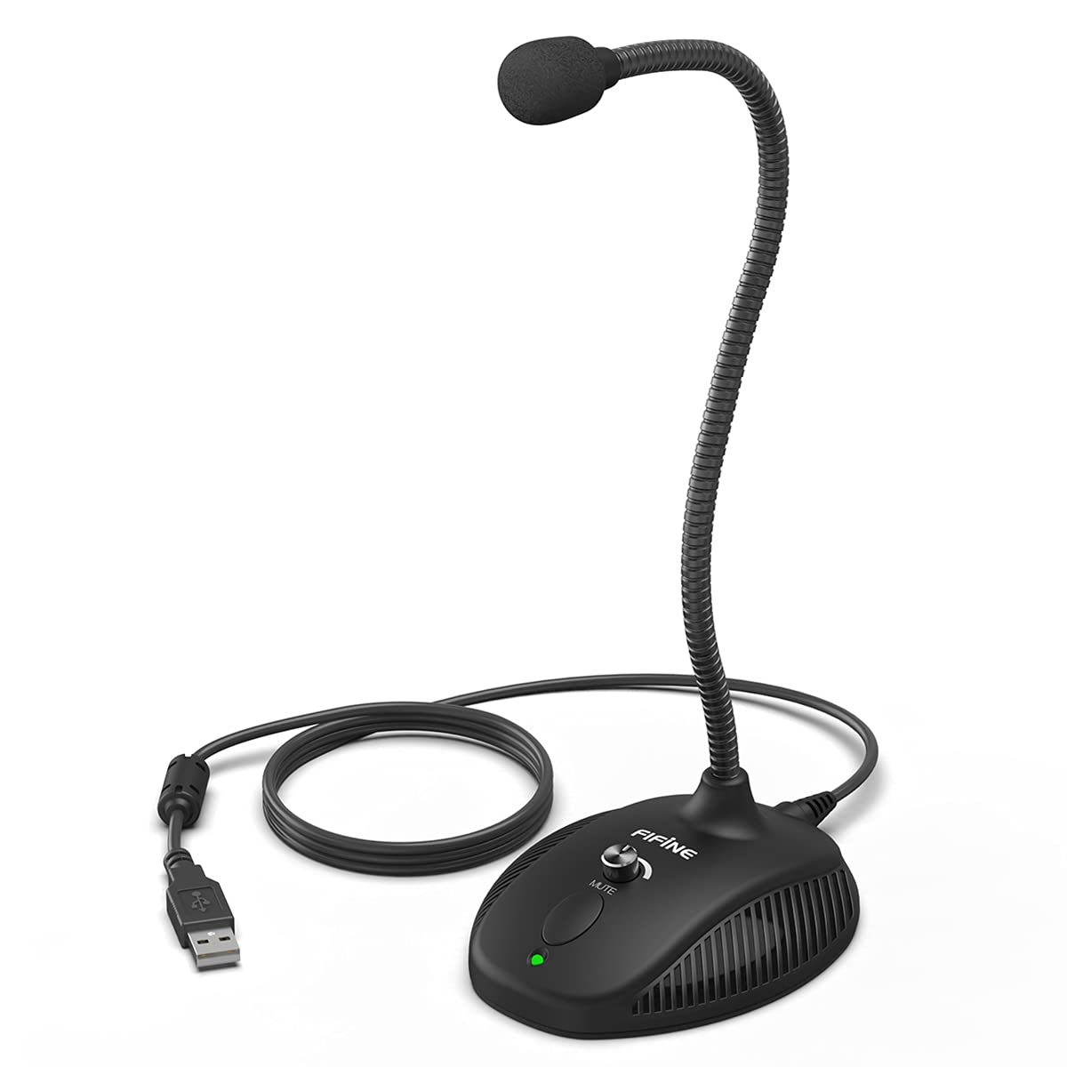 FIFINE Computer Microphone USB Gooseneck Mic with Volume Control,Mute Button and LED Indicator Ideal Desktop/Laptop Microphone for Zoom, Conference Calls, Voice Recording, Gaming, Podcast-K054