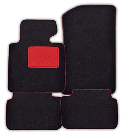 Fussmatten-Deluxe Passgenaue Auto Fussmatten Autoteppiche Highlight Absatzschutz Rot
