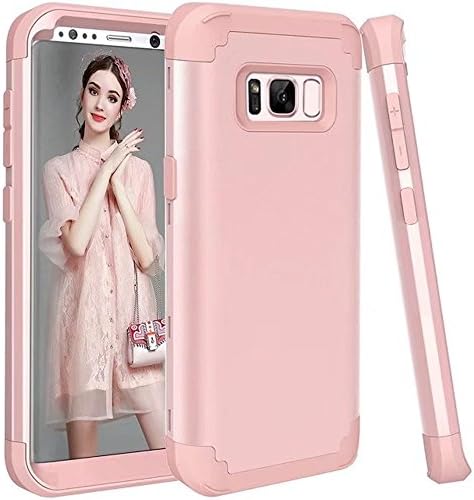LXMY for Galaxy S8 Plus Case, 3 Layers Multi-color Heavy Duty Defender Hybrid TPU + PC Bumper Shockproof Protective Cover for Samsung Galaxy S8 Plus (rose gold)