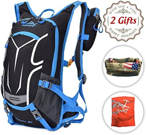 Cycling Running Backpack - 18L Hydration Camel Pack Waterproof Bike Bag, Small Daypack for Hiking Motorcycle Traveling School Commuting, Fathers Day Birthday Christmas Gifts for Men Women Teens, Blue
