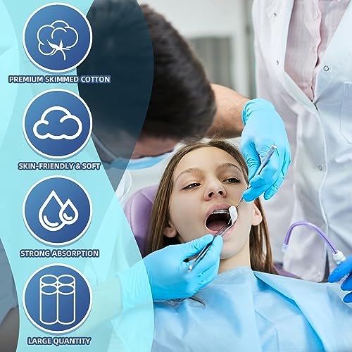 NALACAL 400 PCS Dental Gauze Rolls Cottons Pads, Nosebleed Kit Accessories #2 Medium 1.5" Mouth Gauze Nose Plugs for Dental Clinic, Household