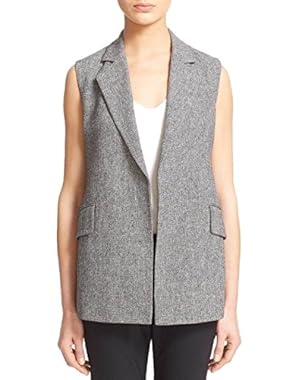 Women's Sedeia Linen Crepe Sleeveless Vest in Black/White Plaid Size 6