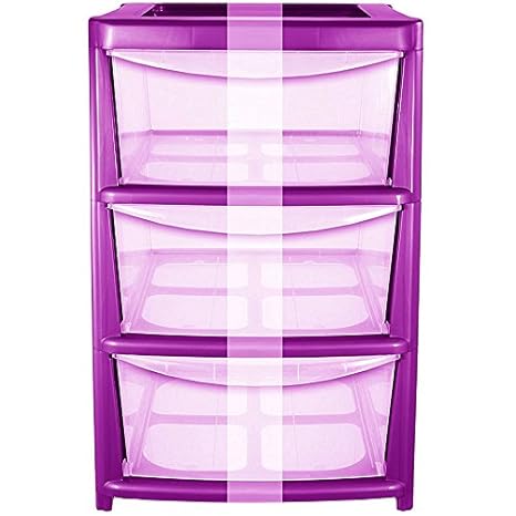 Crazygadget Purple Drawer Plastic Large Tower Storage Drawers