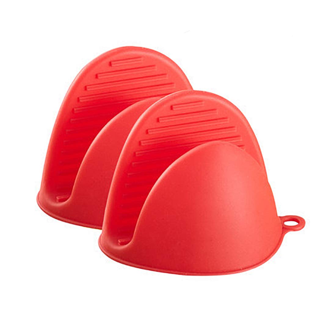 DOTKV Silicone Heat Resistant Cooking Pinch Mitts,Mini Oven Mitts Gloves,Microwave Oven Hand Clip,Baking Oven Gloves,Cooking Pinch Grips,Kitchen Heat Resitant Solution(Set of 2) Red
