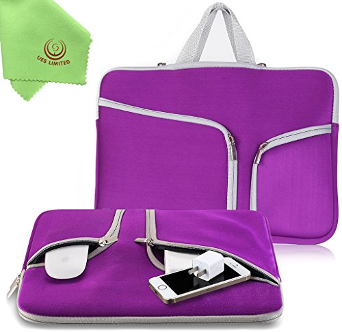 UESWILLNeoprene Soft Sleeve Bag Briefcase Compatible with 15 inch MacBook Pro/and Laptop up to 15.4 inch Ultrabook Chromebook Notebook Netbook Computer Tablet,(Purple)