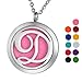VALYRIA Monogram D Aromatherapy Essential Oil Diffuser Necklace-Stainless Steel Letter Locket Pendant with 11 Refill Pads