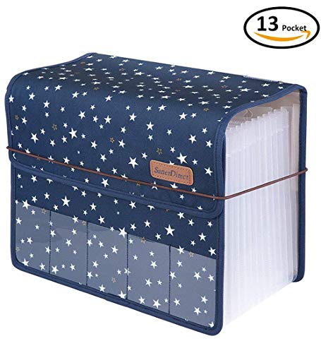 Expanding Files Folder with Cover, 13 Pockets Accordion A4 Documents File Bill Letter Organiser, Plastic Portable Filling Storage with Big Capacity Expandable Wallet Stand