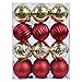 Valery Madelyn 24ct 80mm Luxury Red Gold Shatterproof Christmas Ball Ornaments Decoration,Themed with Tree Skirt(Not Included)
