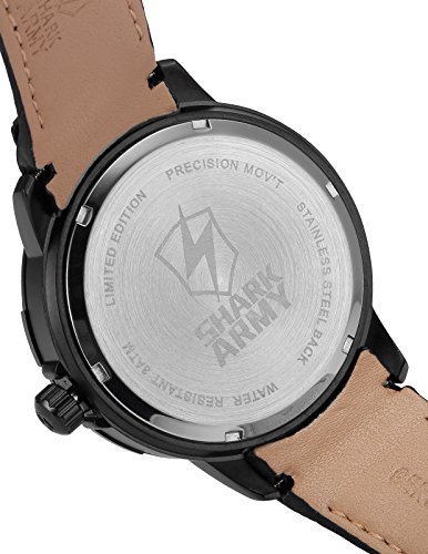 SHARK ARMY Reloj Hombre de Cuarzo, Correa de Cuero Negro, con Calentario SAW157 - Imagen 6