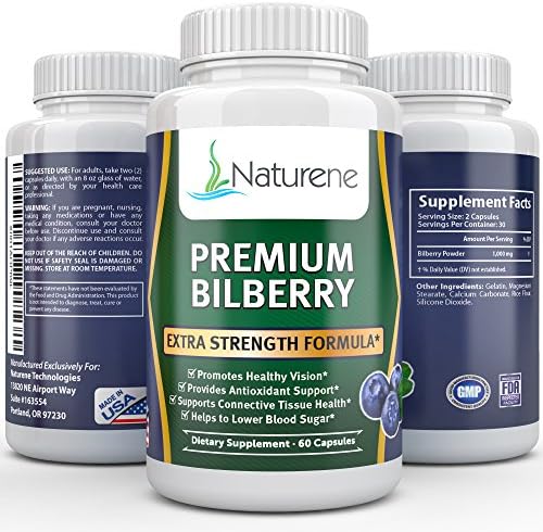 Naturene Premium Bilberry, 1000mg, 60 caps - Healthy Eyesight - Premium Formula