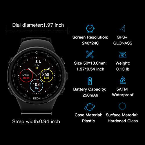 EZON T958 GPS Running Sport Smart Bluetooth Watch Compatible with Philips Heart Rate Monitor