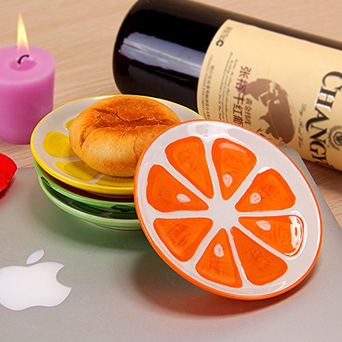 image for XDOBO 4Pcs Cute Fruit Pattern Ceramics Seasoning Dishes/Tea Bag Holder
