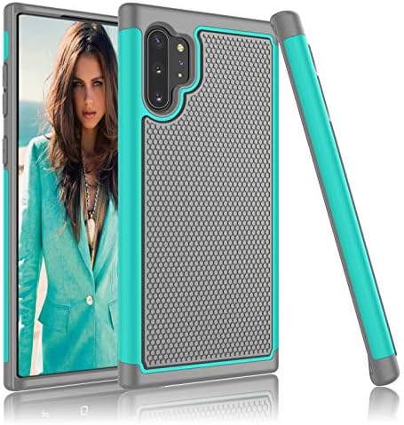 Njjex Case For Samsung Galaxy Note 10 Plus, For Note 10+ Plus 5G Case (2019),[Nveins] Hybrid Dual Layers Hard Plastic Back + Soft Silicone Rubber Armor Defender Shockproof Slim Phone Cover [Turquoise]